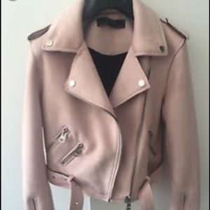 Zara suede light pink Moto jacket